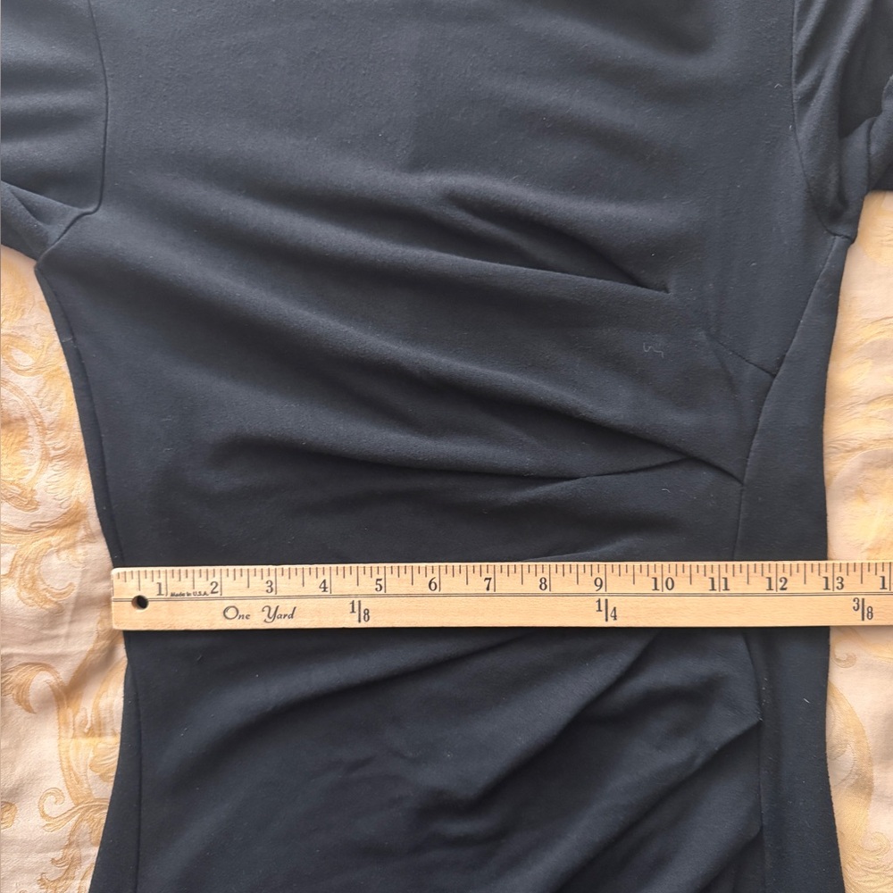 ❤️ MaxMara Black Ruched Sheath Dress Bateau Neckline 3/4 Sleeve Size 2 - Picture 11 of 13